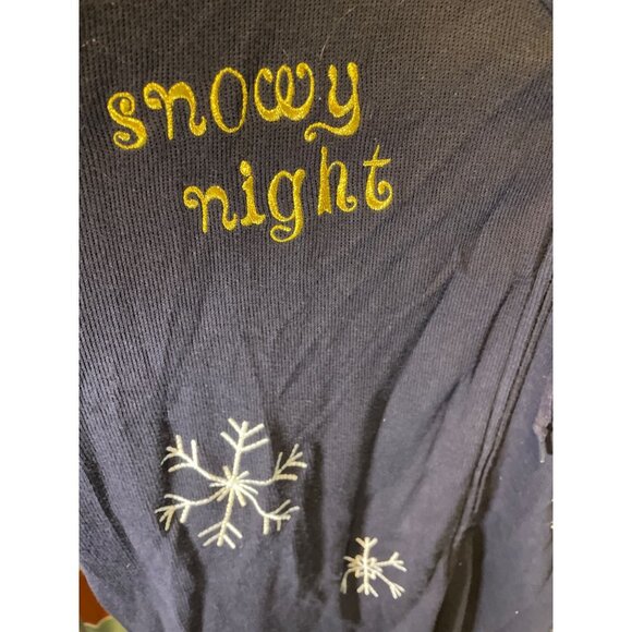 Karen Scott Navy Blue Hooded Winter Holiday Decorated Full Zip Jacket Sz 2X - Picture 4 of 6